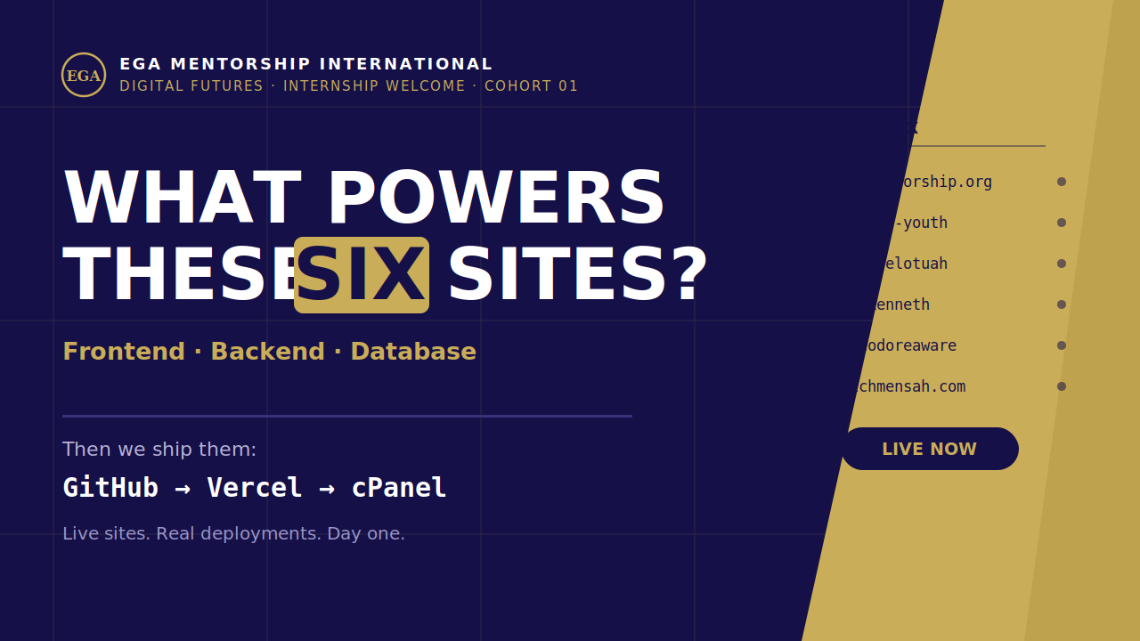 Tech Stack Teardown: What Powers 6 Live Websites | EGA Internship